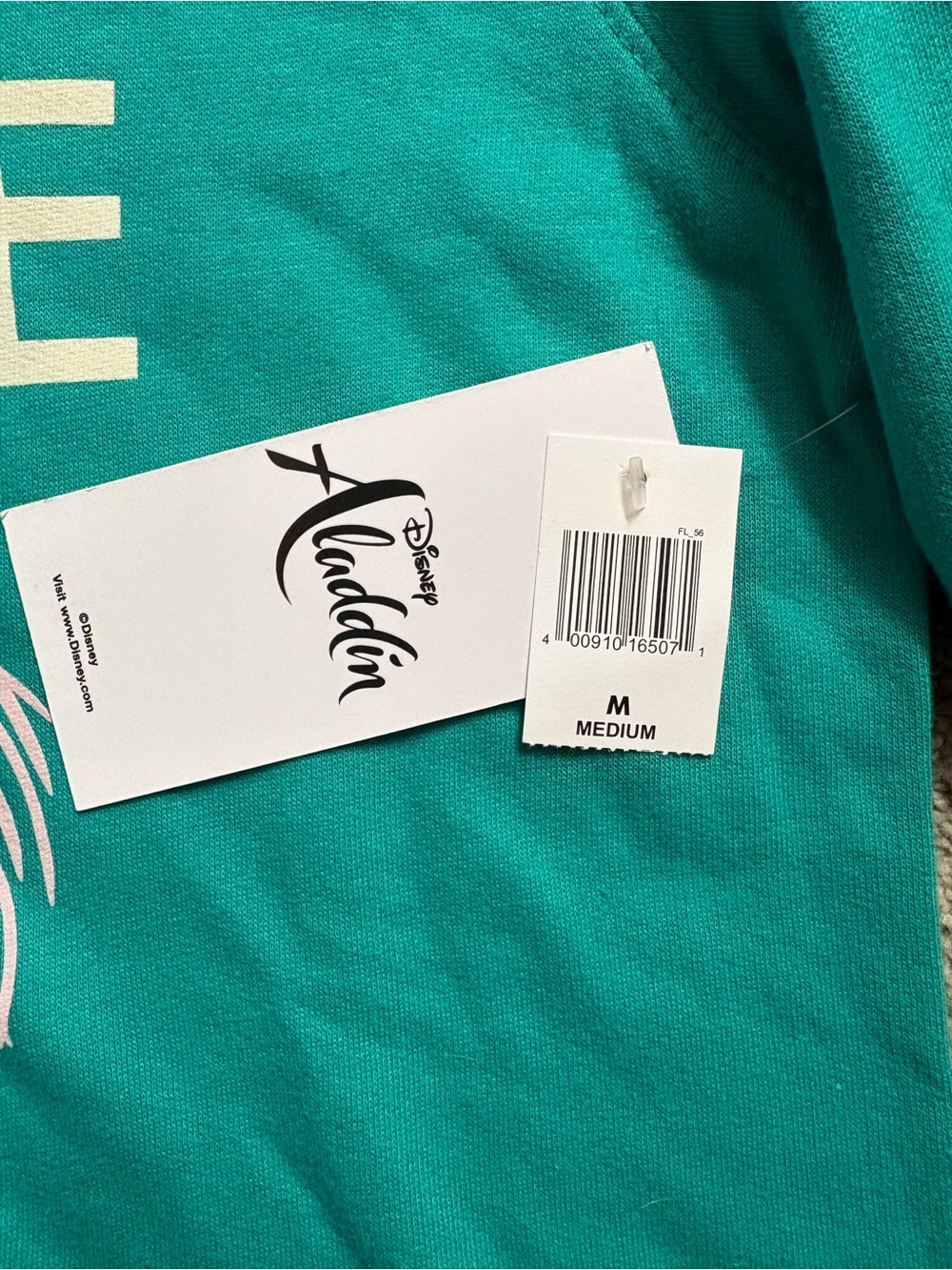Neff Disney Aladdin Jasmine Teal Graphic Print Pullover Hoodie Women's M - Picture 4 of 7